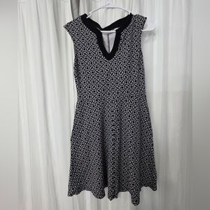 ​New York & Company Geometric Chain Link Fit & Flare Dress - Sleeveless Workwear